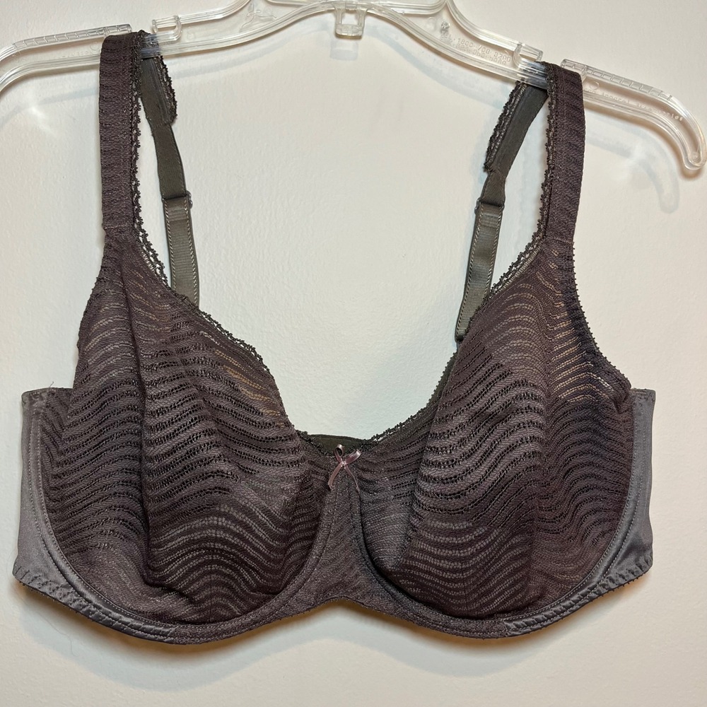 Empreinte Bra Full Cup Kaela Wavy Lace Underwire Brown 38E - Picture 2 of 4